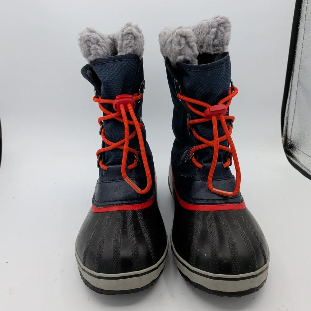 Sorel Yoot Pac Nylon Kids Waterproof Snow Boots Navy Blue Red Size 6 NY1879-464